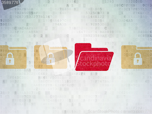 Image of Privacy concept: folder icon on Digital Paper background