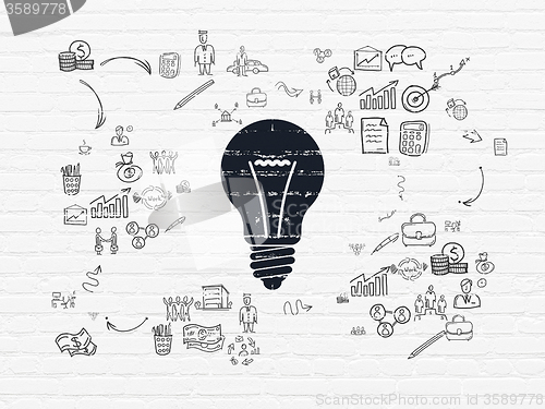 Image of Finance concept: Light Bulb on wall background