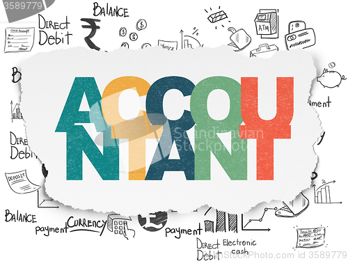 Image of Currency concept: Accountant on Torn Paper background