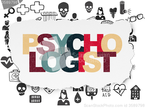 Image of Medicine concept: Psychologist on Torn Paper background