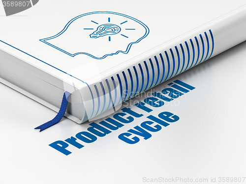 Image of Marketing concept: book Head With Lightbulb, Product retail Cycle on white background