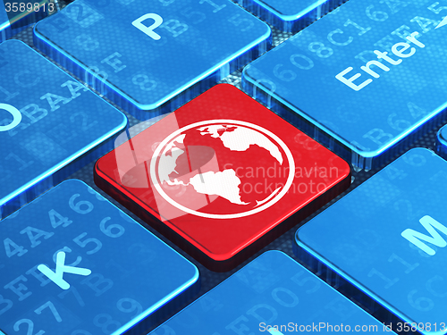 Image of Science concept: Globe on computer keyboard background