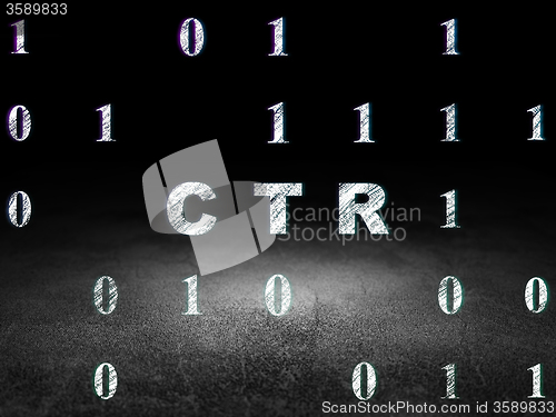 Image of Business concept: CTR in grunge dark room