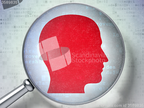 Image of Finance concept: Head with optical glass on digital background
