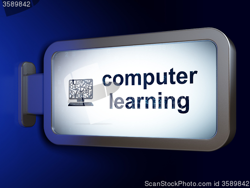 Image of Learning concept: Computer Learning and Computer Pc on billboard background