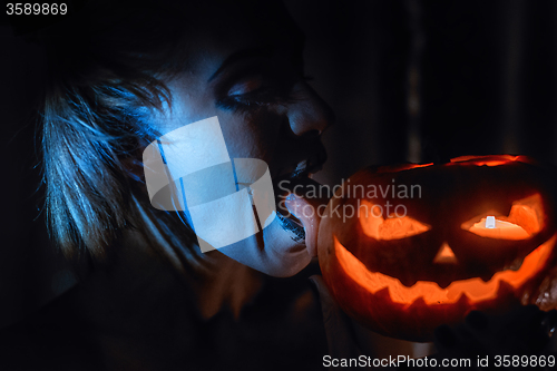 Image of Horrible girl with scary mouth and eyes
