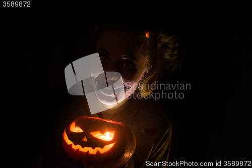 Image of Horrible girl with scary mouth and eyes