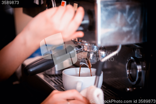 Image of preparing coffee in cafe