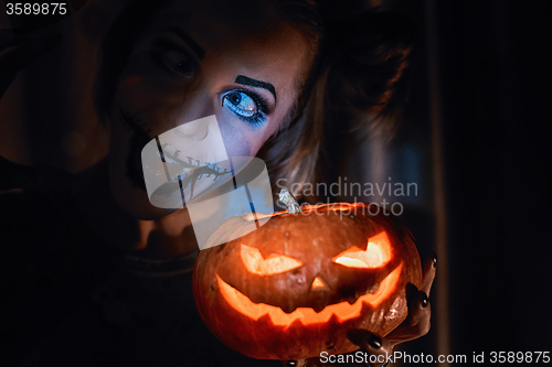 Image of Horrible girl with scary mouth and eyes