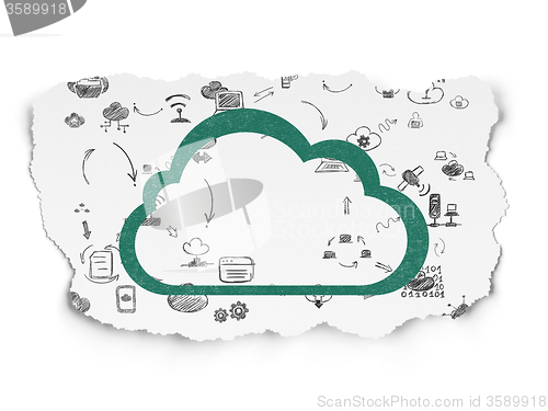 Image of Cloud computing concept: Cloud on Torn Paper background