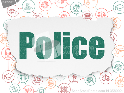 Image of Law concept: Police on Torn Paper background