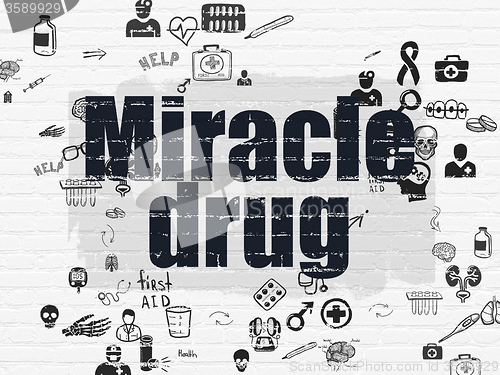 Image of Health concept: Miracle Drug on wall background
