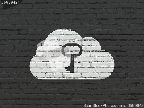 Image of Cloud computing concept: Cloud With Key on wall background