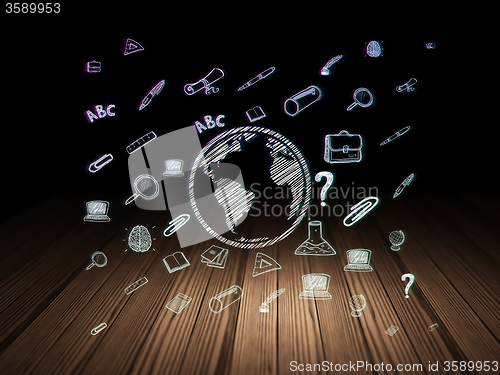 Image of Learning concept: Globe in grunge dark room