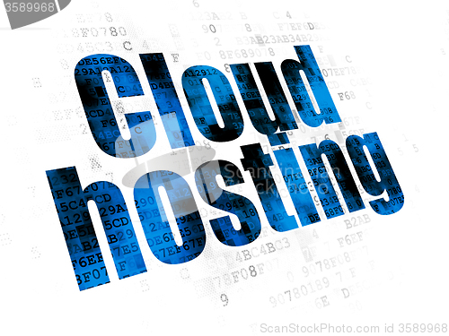 Image of Cloud computing concept: Cloud Hosting on Digital background