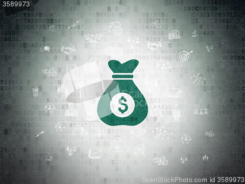 Image of Business concept: Money Bag on Digital Paper background
