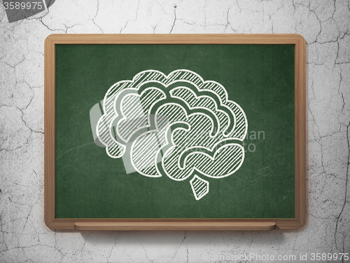 Image of Science concept: Brain on chalkboard background
