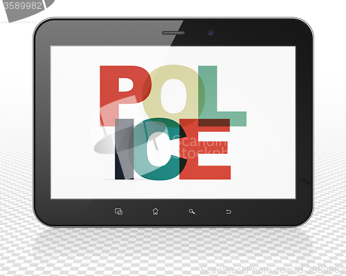 Image of Law concept: Tablet Pc Computer with Police on  display