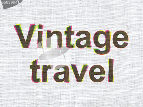Image of Tourism concept: Vintage Travel on fabric texture background