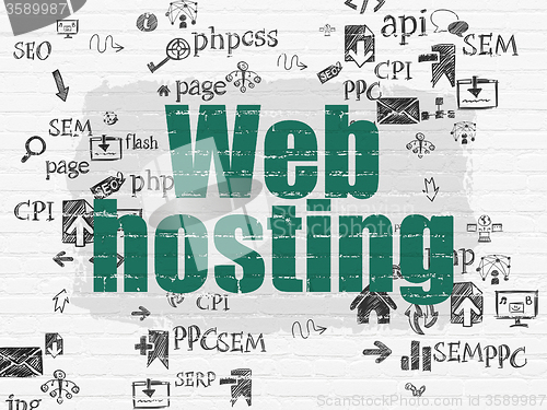Image of Web development concept: Web Hosting on wall background
