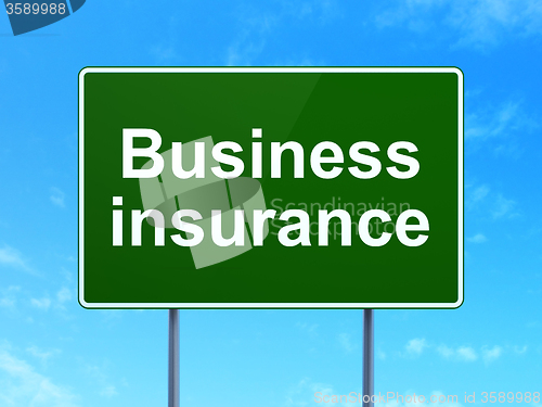 Image of Insurance concept: Business Insurance on road sign background