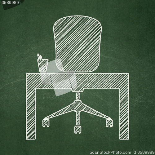 Image of Finance concept: Office on chalkboard background