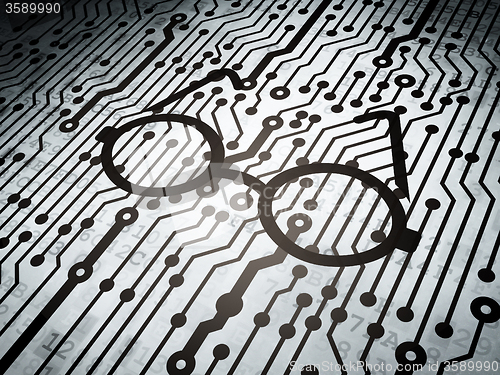 Image of Science concept: circuit board with Glasses