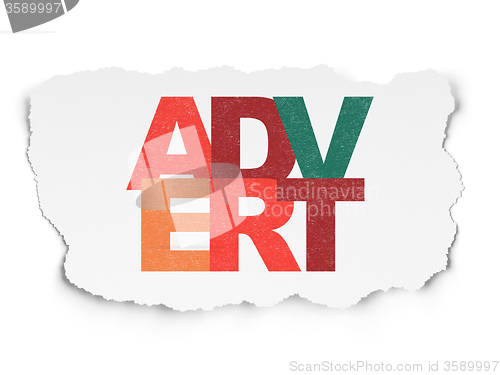 Image of Marketing concept: Advert on Torn Paper background