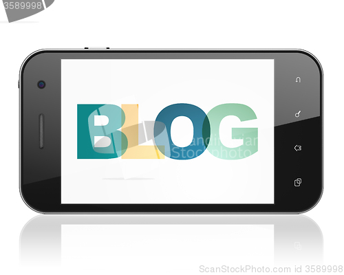 Image of Web design concept: Smartphone with Blog on  display