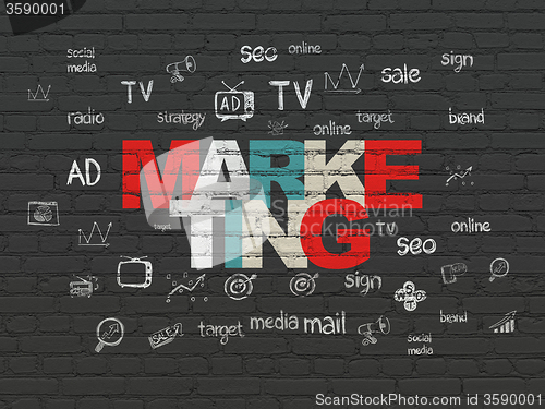 Image of Advertising concept: Marketing on wall background