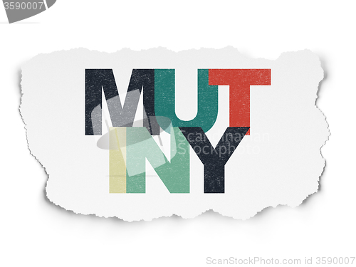 Image of Political concept: Mutiny on Torn Paper background