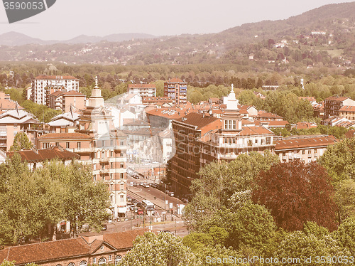 Image of Retro looking Aerial view of Turin