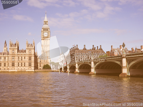 Image of Retro looking Houses of Parliament in London