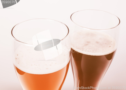 Image of Retro looking Two glasses of German beer