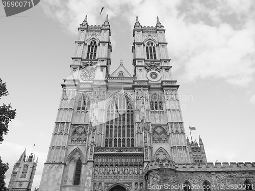 Image of Black and white Westminster Abbey in London