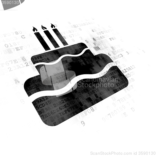 Image of Holiday concept: Cake on Digital background