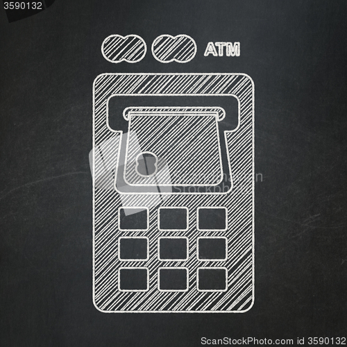 Image of Currency concept: ATM Machine on chalkboard background