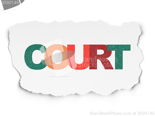 Image of Law concept: Court on Torn Paper background