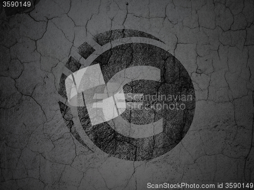 Image of Money concept: Euro Coin on grunge wall background