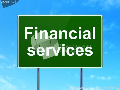 Image of Banking concept: Financial Services on road sign background