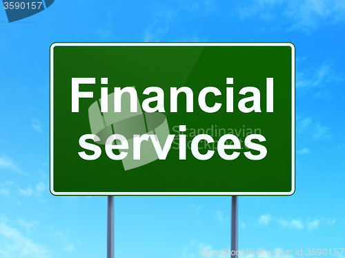 Image of Banking concept: Financial Services on road sign background