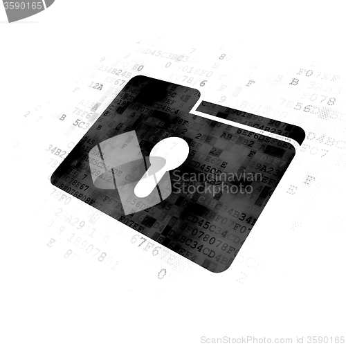 Image of Business concept: Folder With Keyhole on Digital background