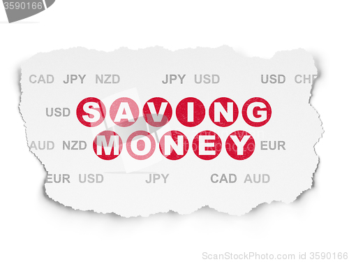 Image of Business concept: Saving Money on Torn Paper background