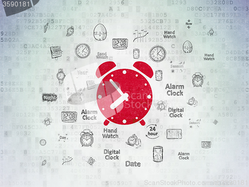 Image of Timeline concept: Alarm Clock on Digital Paper background