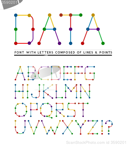 Image of Font with letters composed of lines and points 