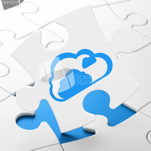 Image of Cloud technology concept: Cloud on puzzle background