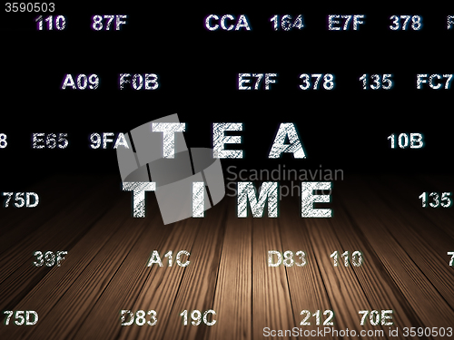 Image of Time concept: Tea Time in grunge dark room