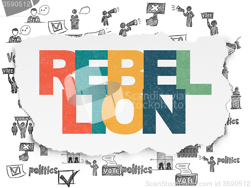 Image of Politics concept: Rebellion on Torn Paper background