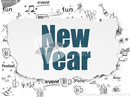 Image of Entertainment, concept: New Year on Torn Paper background