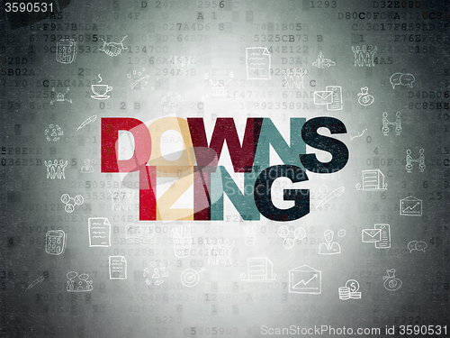 Image of Finance concept: Downsizing on Digital Paper background